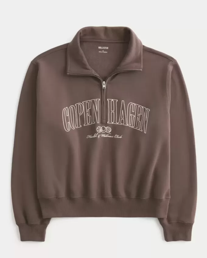 Easy Copenhagen – Sweatshirt mit Grafik und halbem Reißverschluss Easy Copenhagen – Sweatshirt mit Grafik und halbem Reißverschluss