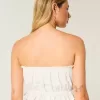 Easy Crop-Trägerloses Tube-Top mit Spitzeneinsatz Easy Crop-Trägerloses Tube-Top mit Spitzeneinsatz