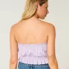 Easy Crop-Trägerloses Tube-Top mit Spitzeneinsatz Easy Crop-Trägerloses Tube-Top mit Spitzeneinsatz
