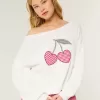 Easy Heart Graphic Off-the-Shoulder-Pullover