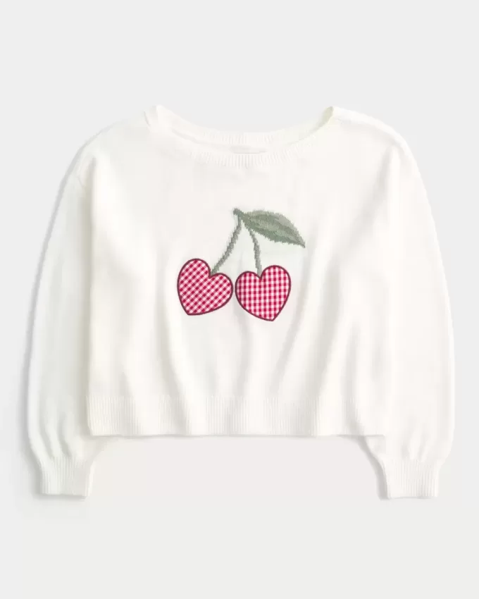 Easy Heart Graphic Off-the-Shoulder-Pullover
