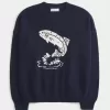 Easy Jumping Fish Graphic Rundhalspullover Easy Jumping Fish Graphic Rundhalspullover
