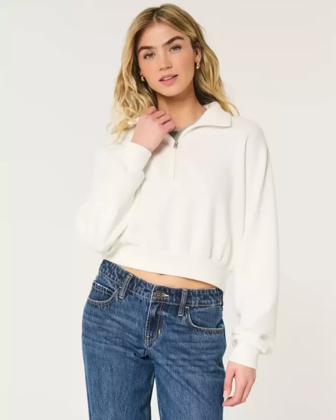 Easy Mini-Sweatshirt mit halbem Reißverschluss