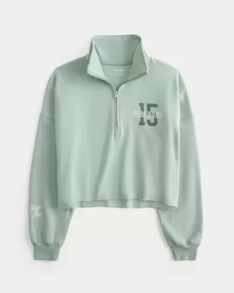 Easy New York Graphic Cutoff-Sweatshirt mit halbem Reißverschluss