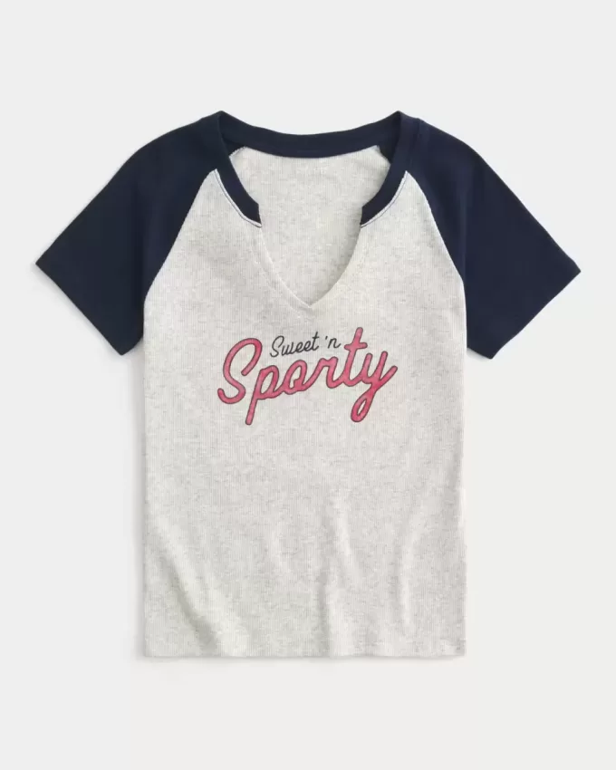 Easy Notch-Neck Sweet ’n Sporty Graphic Baby T-Shirt Easy Notch-Neck Sweet ’n Sporty Graphic Baby T-Shirt