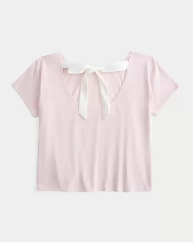 Easy Ribbon T-Shirt mit Blumengrafik und Bindeband am Rücken Easy Ribbon T-Shirt mit Blumengrafik und Bindeband am Rücken