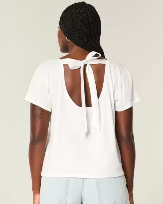 Easy Ribbon T-Shirt mit Herz-Grafik und Bindeband