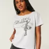 Easy Ribbon Tie-Back T-Shirt mit New York-Grafik Easy Ribbon Tie-Back T-Shirt mit New York-Grafik