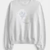 Easy Sweatshirt mit Rundhalsausschnitt und Blumengrafik Easy Sweatshirt mit Rundhalsausschnitt und Blumengrafik
