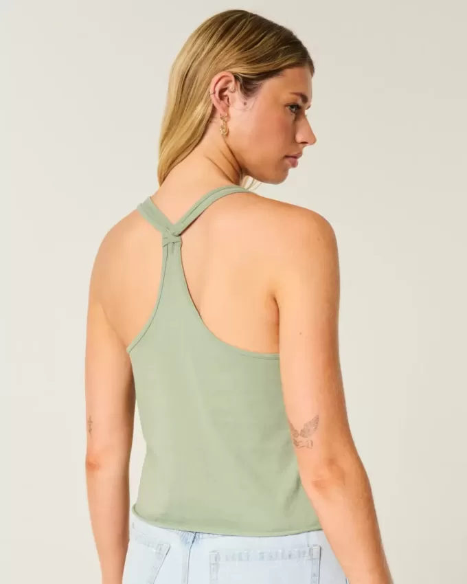 Easy Trend Drop Tanktop mit tropischer Vogelgrafik