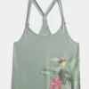 Easy Trend Drop Tanktop mit tropischer Vogelgrafik