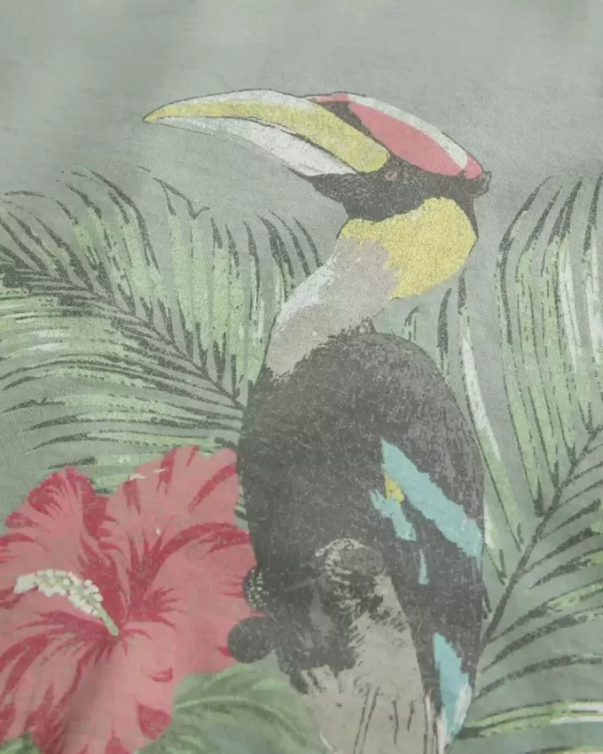 Easy Trend Drop Tanktop mit tropischer Vogelgrafik