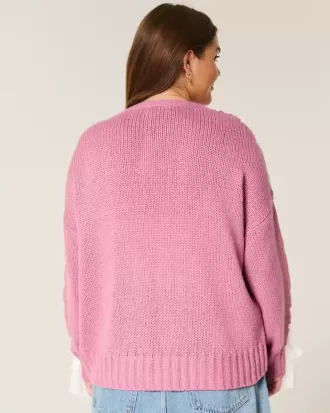 Einfacher Cardigan mit Spitzenärmeln und ohne Verschluss