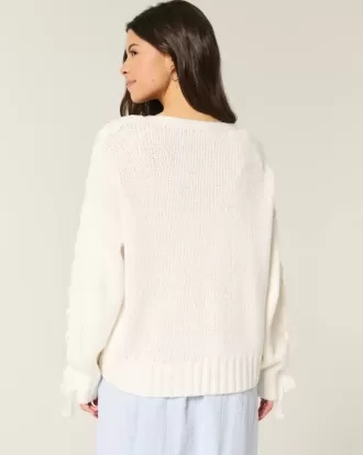 Einfacher Cardigan mit Spitzenärmeln und ohne Verschluss Einfacher Cardigan mit Spitzenärmeln und ohne Verschluss