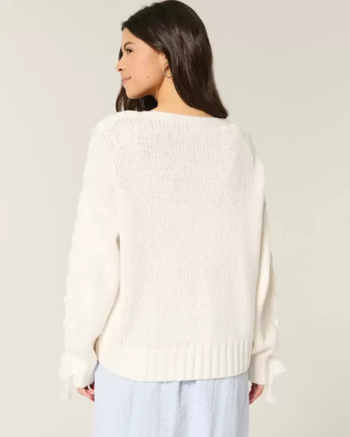 Einfacher Cardigan mit Spitzenärmeln und ohne Verschluss Einfacher Cardigan mit Spitzenärmeln und ohne Verschluss