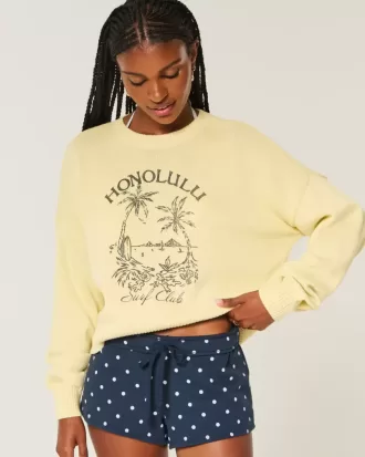 Einfacher Honolulu Graphic Crew Sweater