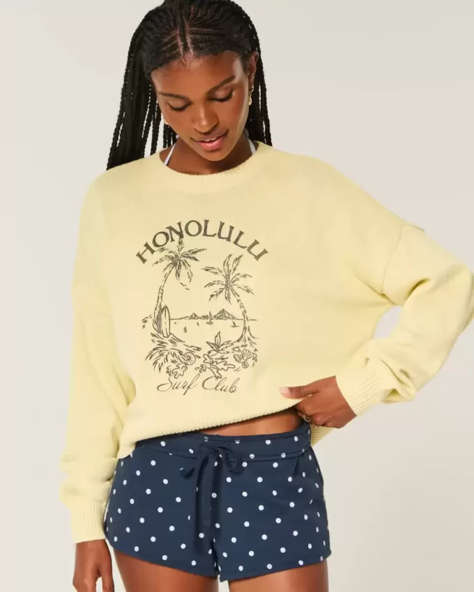 Einfacher Honolulu Graphic Crew Sweater Einfacher Honolulu Graphic Crew Sweater