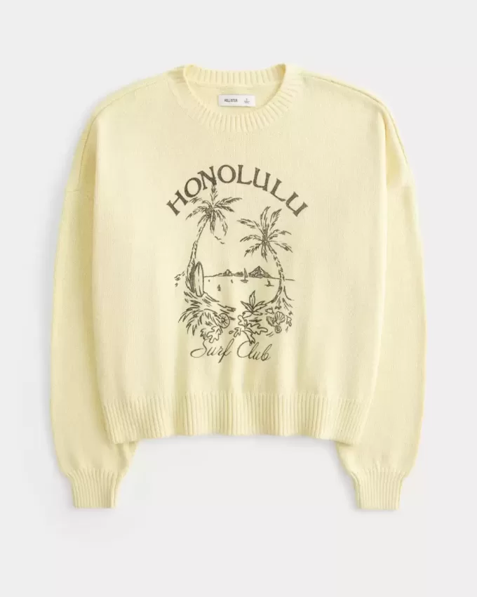 Einfacher Honolulu Graphic Crew Sweater Einfacher Honolulu Graphic Crew Sweater