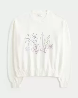 Einfacher West Coast Beach Graphic Crew Sweater Einfacher West Coast Beach Graphic Crew Sweater