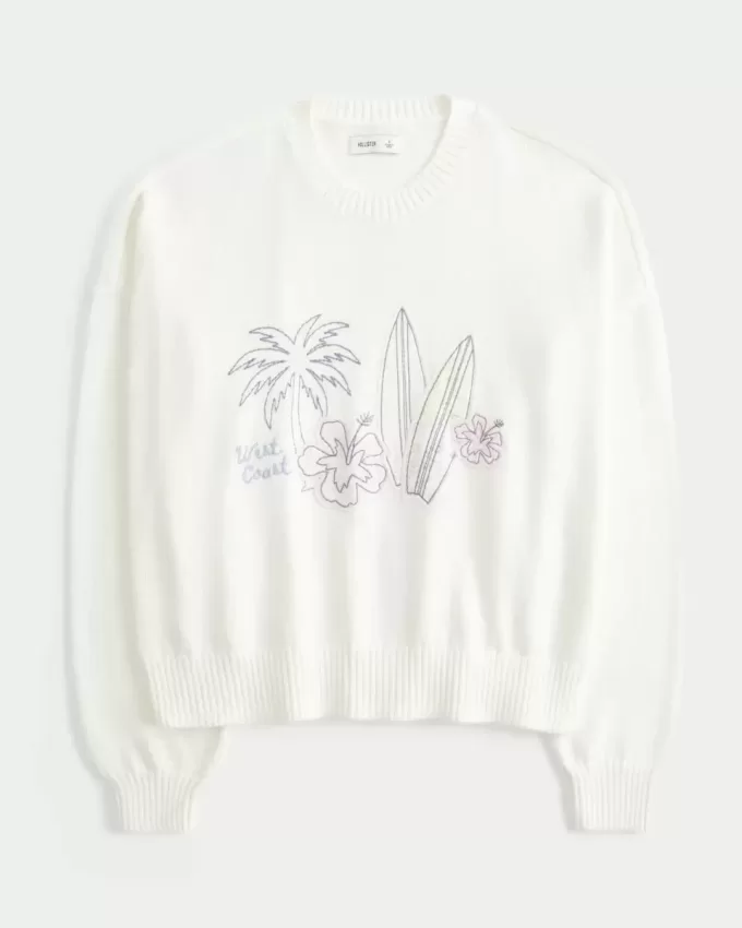 Einfacher West Coast Beach Graphic Crew Sweater Einfacher West Coast Beach Graphic Crew Sweater