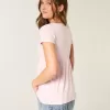 Einfaches Babydoll-Oberteil mit kurzen Ärmeln und Spitzenbesatz Einfaches Babydoll-Oberteil mit kurzen Ärmeln und Spitzenbesatz