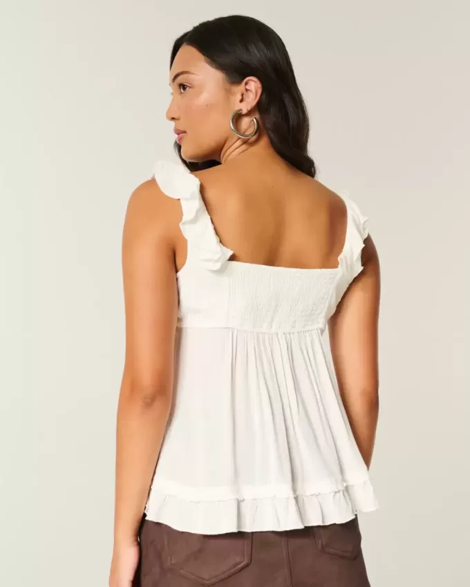 Einfaches Babydoll-Oberteil mit Rüschen Einfaches Babydoll-Oberteil mit Rüschen
