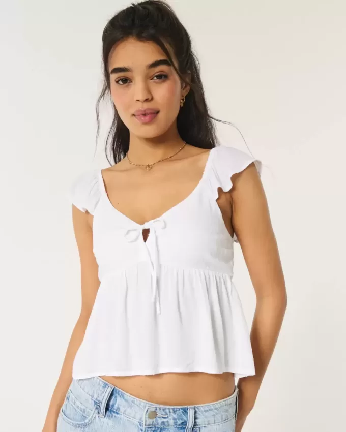 Einfaches Babydoll-Oberteil zum Binden vorne Einfaches Babydoll-Oberteil zum Binden vorne