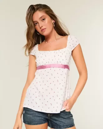 Einfaches Babydoll-Top aus Satin zum Binden