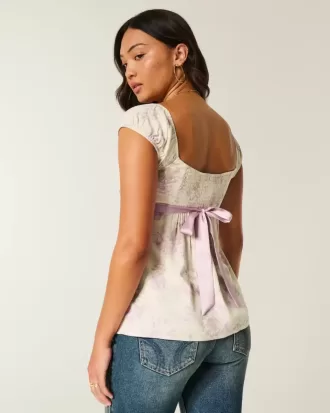 Einfaches Babydoll-Top aus Satin zum Binden