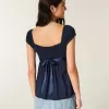 Einfaches Babydoll-Top aus Satin zum Binden Einfaches Babydoll-Top aus Satin zum Binden