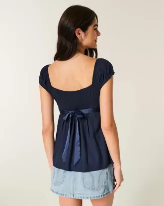Einfaches Babydoll-Top aus Satin zum Binden Einfaches Babydoll-Top aus Satin zum Binden