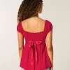 Einfaches Babydoll-Top aus Satin zum Binden Einfaches Babydoll-Top aus Satin zum Binden