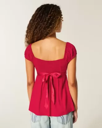 Einfaches Babydoll-Top aus Satin zum Binden