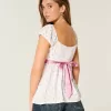 Einfaches Babydoll-Top aus Satin zum Binden Einfaches Babydoll-Top aus Satin zum Binden