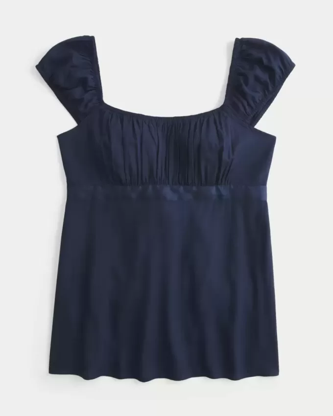 Einfaches Babydoll-Top aus Satin zum Binden Einfaches Babydoll-Top aus Satin zum Binden