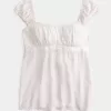 Einfaches Babydoll-Top aus Satin zum Binden Einfaches Babydoll-Top aus Satin zum Binden