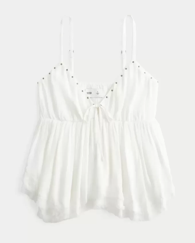 Einfaches Babydoll-Top mit Nieten Einfaches Babydoll-Top mit Nieten