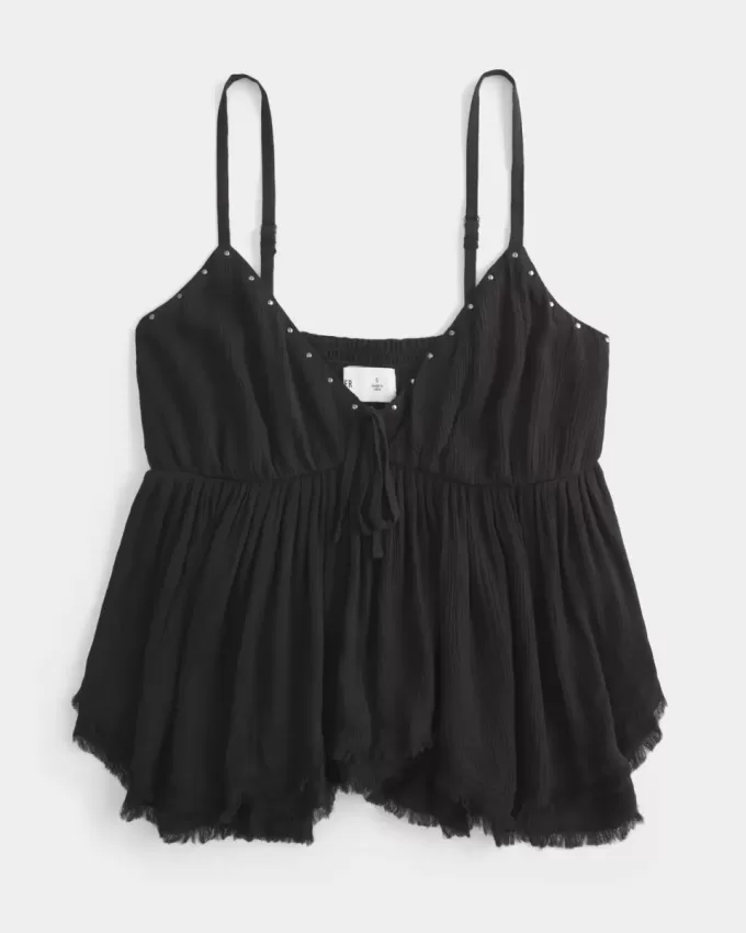 Einfaches Babydoll-Top mit Nieten Einfaches Babydoll-Top mit Nieten