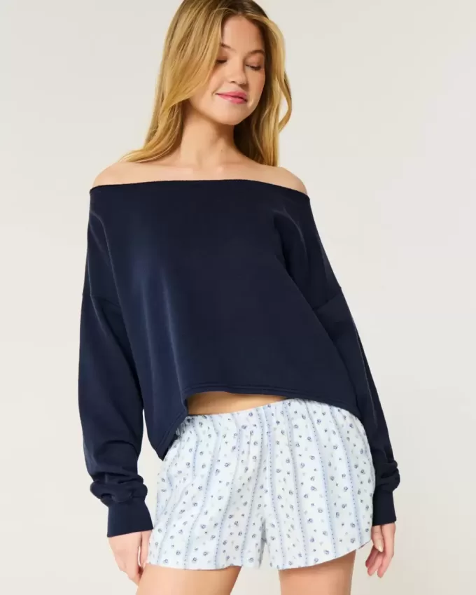 Einfaches, doppeltes, schulterfreies Sweatshirt Einfaches, doppeltes, schulterfreies Sweatshirt