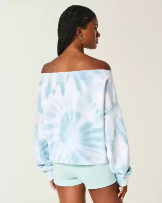 Einfaches, doppeltes, schulterfreies Sweatshirt mit Batikmuster