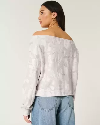 Einfaches, doppeltes, schulterfreies Sweatshirt mit Camouflage-Muster