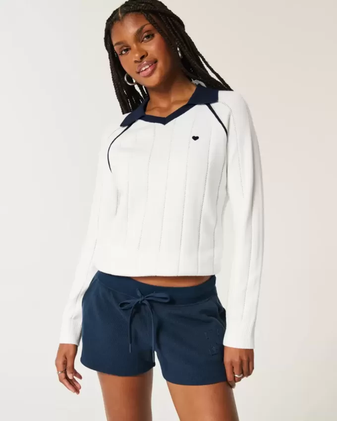 Einfaches Langarm-Pullover-Polo Einfaches Langarm-Pullover-Polo