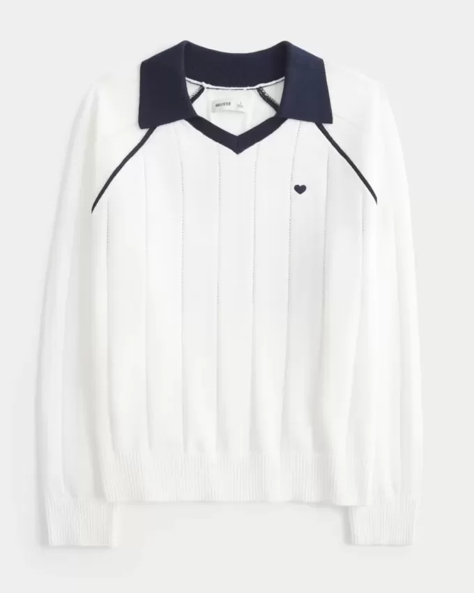 Einfaches Langarm-Pullover-Polo Einfaches Langarm-Pullover-Polo