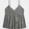 Einfaches Neckholder-Babydoll-Camisole im Nadelspitzen-Stil Einfaches Neckholder-Babydoll-Camisole im Nadelspitzen-Stil