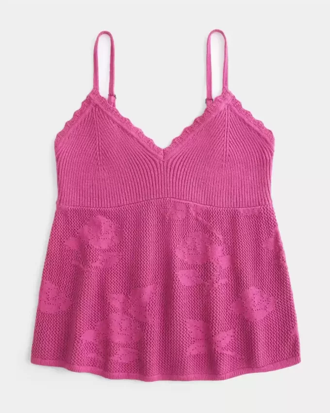 Einfaches Neckholder-Babydoll-Camisole im Nadelspitzen-Stil Einfaches Neckholder-Babydoll-Camisole im Nadelspitzen-Stil