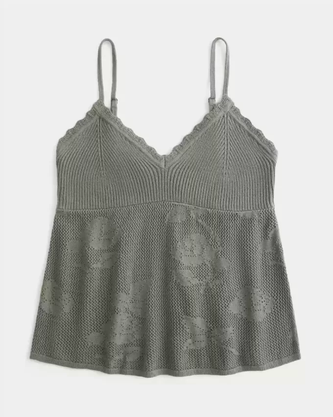 Einfaches Neckholder-Babydoll-Camisole im Nadelspitzen-Stil Einfaches Neckholder-Babydoll-Camisole im Nadelspitzen-Stil