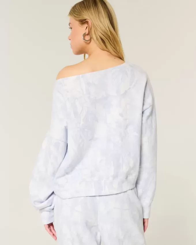 Einfaches schulterfreies Sweatshirt mit Camouflage-Muster Einfaches schulterfreies Sweatshirt mit Camouflage-Muster