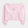 Einfaches, schulterfreies Sweatshirt mit doppelter Grafik Einfaches, schulterfreies Sweatshirt mit doppelter Grafik