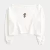 Einfaches, schulterfreies Sweatshirt mit doppelter Grafik Einfaches, schulterfreies Sweatshirt mit doppelter Grafik