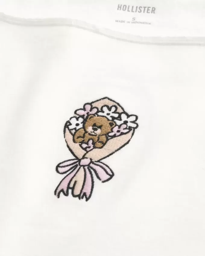 Einfaches, schulterfreies Sweatshirt mit doppelter Grafik Einfaches, schulterfreies Sweatshirt mit doppelter Grafik